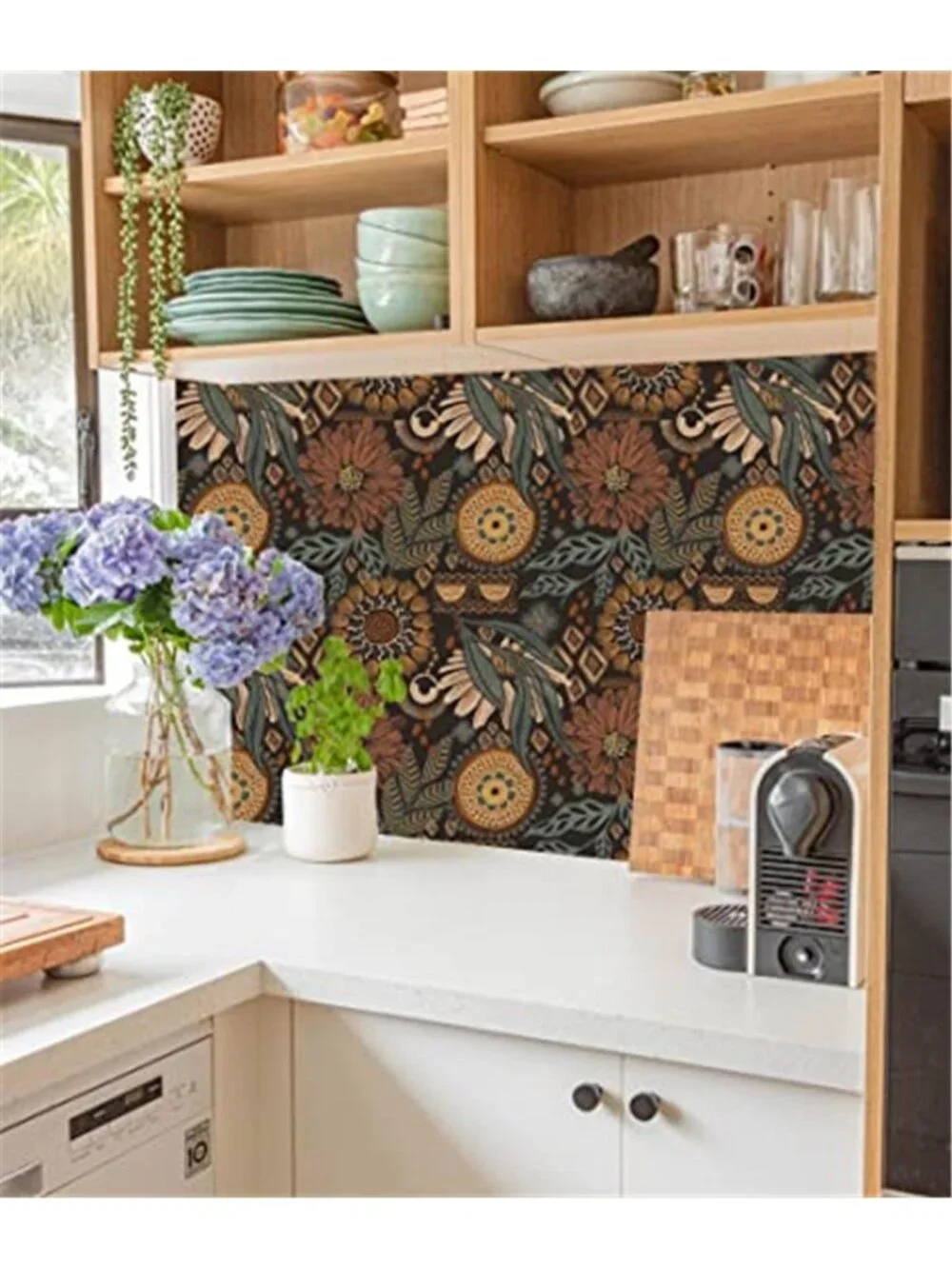 Boho Floral Peel Stick Wallpaper Vintage Botanical Removable Wall Decor Roll